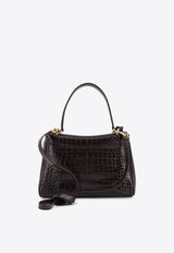 Balenciaga Small Rodeo Croc-Embossed Leather Shoulder Bag Brown 7897792AA5L2221_Brown_29846815