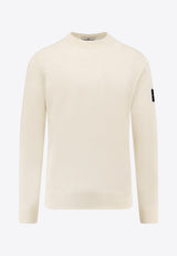 Stone Island Logo Patch Wool Sweater Cream K2S155100071S00C4V0093_White_29842901