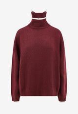 Brunello Cucinelli Ribbed Knit Turtleneck Cashmere Sweater Burgundy M12527204CST76_AMARANTO+PIGNA+PANAMA_29840717