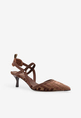 Fendi Colibrì Lite 55 FF Jacquard Slingback Pumps Brown 8J8362AOTPF1TPH_BEI.CHOCO+GIAND+CIOC_29852664
