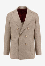 Brunello Cucinelli Double-Breasted Buttoned Blazer Brown MV4017BBDGC211_CORTECCIA_30005162
