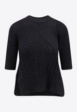 Sacai Asymmetric Cable-Knit Top Black 2508018001_Black_29846710