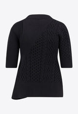 Sacai Asymmetric Cable-Knit Top Black 2508018001_Black_29846710