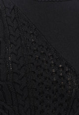 Sacai Asymmetric Cable-Knit Top Black 2508018001_Black_29846710
