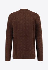 Polo Ralph Lauren Cable Knit Logo Sweater Brown 710876762029_CACAO BROWN HEATHER_29840770