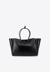 Balenciaga Medium Bel Air Croc-Embossed Leather Tote Bag Black 8356702AB0X1000_Black_29841843