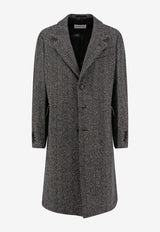 Givenchy Single-Breasted Long Herringbone Coat Black BMC090165K004_Black_29841707