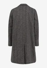 Givenchy Single-Breasted Long Herringbone Coat Black BMC090165K004_Black_29841707