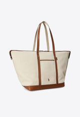 Polo Ralph Lauren Embroidered Logo Canvas Tote Bag Cream 428973072001_ECRU CUOIO_29839316
