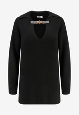 Elisabetta Franchi Wool-Blend V-neck Sweater Black MK06S56E2110_Nera_29841733