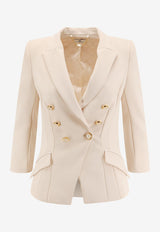 Elisabetta Franchi Double-Breasted Cropped Blazer Cream GI17456E2DZ9_Milk_29848750