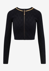 Elisabetta Franchi 3D Knit Cropped Cardigan Black MK29B56E2110_Nera_29841735