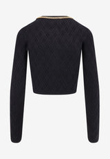 Elisabetta Franchi 3D Knit Cropped Cardigan Black MK29B56E2110_Nera_29841735