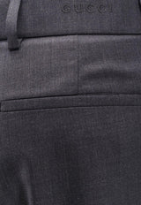 Gucci Logo Embroidered Wool Pants Gray 836760Z7ATK1054_ARDESIA GREY_29851443