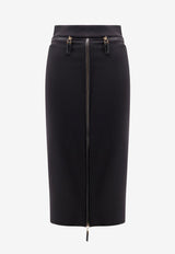 Elisabetta Franchi Zipped Satin Midi Skirt Black GO13456E2110_Nera_29841862