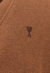 AMI PARIS Logo-Embroidered Cardigan HKC363005216_Brown_29846459