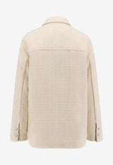 PINKO Buttoned Tweed Jacket White 105816A2VJZ05_White_29845121