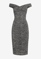 Dolce & Gabbana Off-Shoulder Silk Dress Gray F6TWBTFSA72HH5QT_DIAGONALE BCO/NERO_29846465