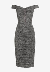 Dolce & Gabbana Off-Shoulder Silk Dress Gray F6TWBTFSA72HH5QT_DIAGONALE BCO/NERO_29846465