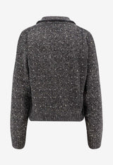 PINKO Nibani V-neck Wool-Blend Sweater Gray 105684A2U4IZ9_Grey_29840567