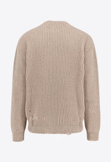 MM6 Maison Margiela Ribbed Knit Distressed Wool Sweater Beige SH0HN0003M13138806M_Beige_29842796