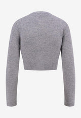 Self-Portrait Wool-Blend Cropped Cardigan Gray AW25018CAGRGREY_Grey_29841594