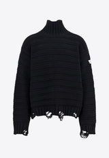 MM6 Maison Margiela Distressed High-Neck Sweater Black SH0HA0004M13040900_Black_29848369