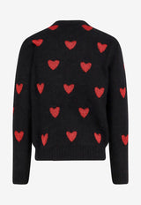 Valentino Heart Jacquard Mohair Sweater Black 7V3KC34QB0T0NR_Black_29841586