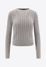 Polo Ralph Lauren Cable Knit Logo Sweater Gray 211971795001_FAWN GRAY HEATHER_29844235