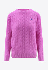 Polo Ralph Lauren Cable Knit Logo Sweater Purple 211972115003_FIG PURPLE_29843312