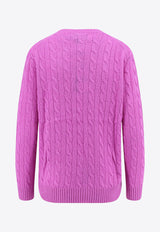 Polo Ralph Lauren Cable Knit Logo Sweater Purple 211972115003_FIG PURPLE_29843312