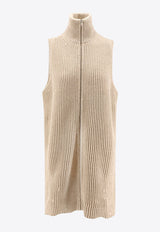 MM6 Maison Margiela Zip-Up High-Neck Knit Top Beige S52FB0097M13138806M_Beige melange_29839016