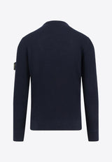 Stone Island Logo Patch Ribbed Sweater Blue K2S155100053S00C2V0020_Blue_29842365