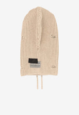 MM6 Maison Margiela Numeric Distressed Wool Balaclava Beige S52TB0008M13138806M_Beige melange_29841657
