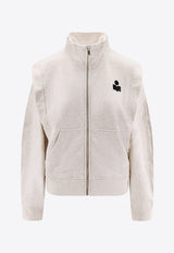 Isabel Marant Etoile Madilia Zip-Up Logo Sweatshirt Beige SW0159FAA1M07E23EC_Beige_29843321