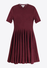 Alaïa Wool Knit Pleated Skater Dress Aubergine AA9R2700M922B413_AUBERGINE_29838089