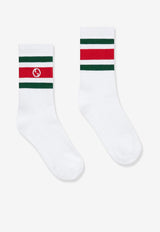 Gucci Signature Web Socks White 7507054GADU6566_FLAME/DARK GREEN_29853183