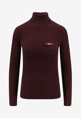 Elisabetta Franchi Logo Plaque Turtleneck Sweater Merlot MK11B56E2EA4_Merlot_29842586
