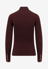 Elisabetta Franchi Logo Plaque Turtleneck Sweater Merlot MK11B56E2EA4_Merlot_29842586