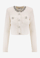 Self-Portrait Embellished Cropped Cardigan Cream AW25028JCCREAM_White_29844989