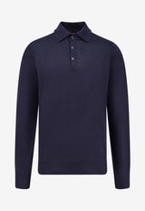 Brunello Cucinelli Long-Sleeved Cashmere Polo T-shirt Blue M2300295CW425_Blue_30005129