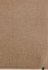 Brunello Cucinelli Ribbed Cashmere Scarf Brown M12504989CC397_BROWN+PANAMA_29840580