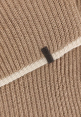 Brunello Cucinelli Ribbed Cashmere Scarf Brown M12504989CC397_BROWN+PANAMA_29840580