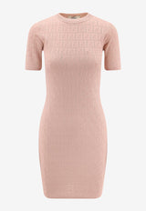 Fendi FF Jacquard Knitted Mini Dress Pink FZDD61AUZRF1SAU_PINK SALT-25_29851276