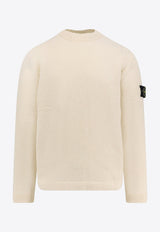 Stone Island Logo Patch Wool Sweater Cream K2S155100056S00N2V0093_White_29839973