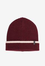 Brunello Cucinelli Contrast Ribbed Beanie Burgundy M12504979CGU01_AMARANTO+BEIGE_29845908