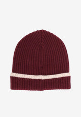 Brunello Cucinelli Contrast Ribbed Beanie Burgundy M12504979CGU01_AMARANTO+BEIGE_29845908