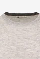 Brunello Cucinelli Cashmere-Blend Crewneck Sweater Gray M2300100CS170_CIOTTOLO GRIGIO SCURO_30005158