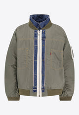 Sacai X Levi's Reversible Zip-Up Bomber Jacket Gray 2503707M_412_Blue_30898820