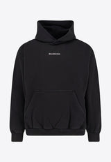 Balenciaga Logo Print Hooded Sweatshirt Black 767877TRVJ31569_FADED BLACK/WHITE_29846522
